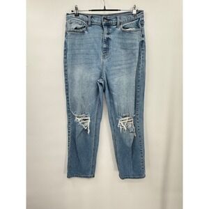 Cello 15/32 Mom Jeans Womens Light Blue Distressed High Rise Ripped WV19012M-MD